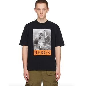 Men's Heron Preston Black 'Heron' Oversized T-Shirt Size M Fits Like A L